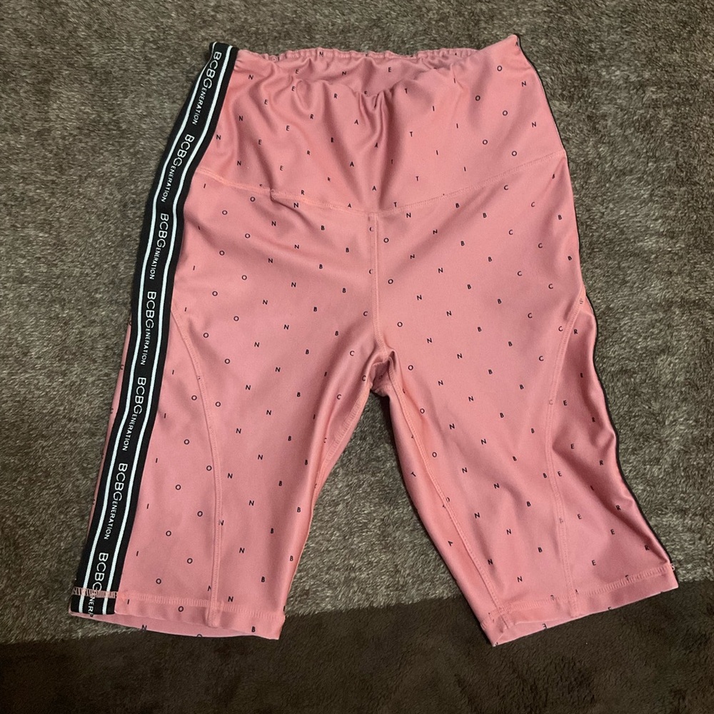 BCBG Pink Logo Accent Bike Shorts
